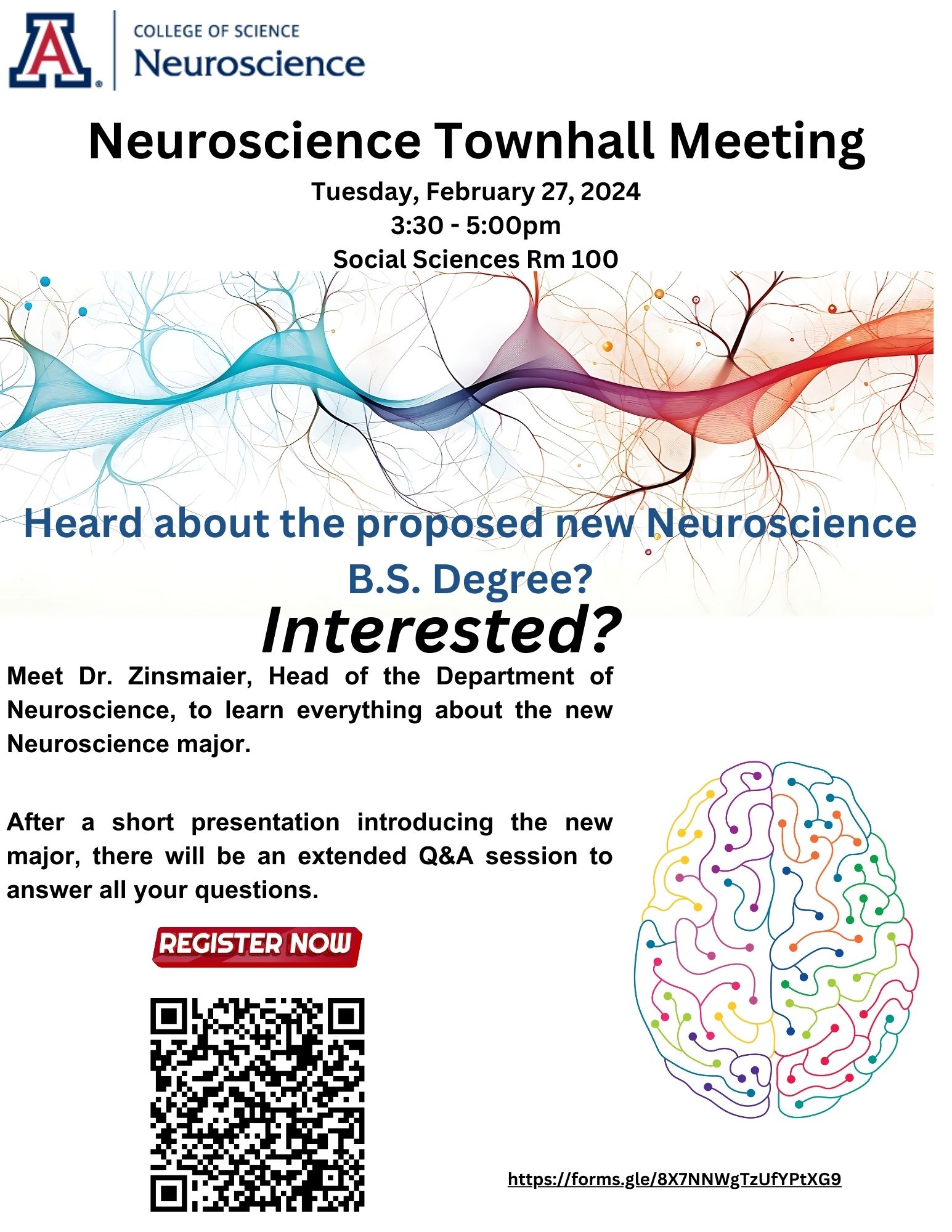 Coming Town Hall for Proposed New Major in Neuroscience Department